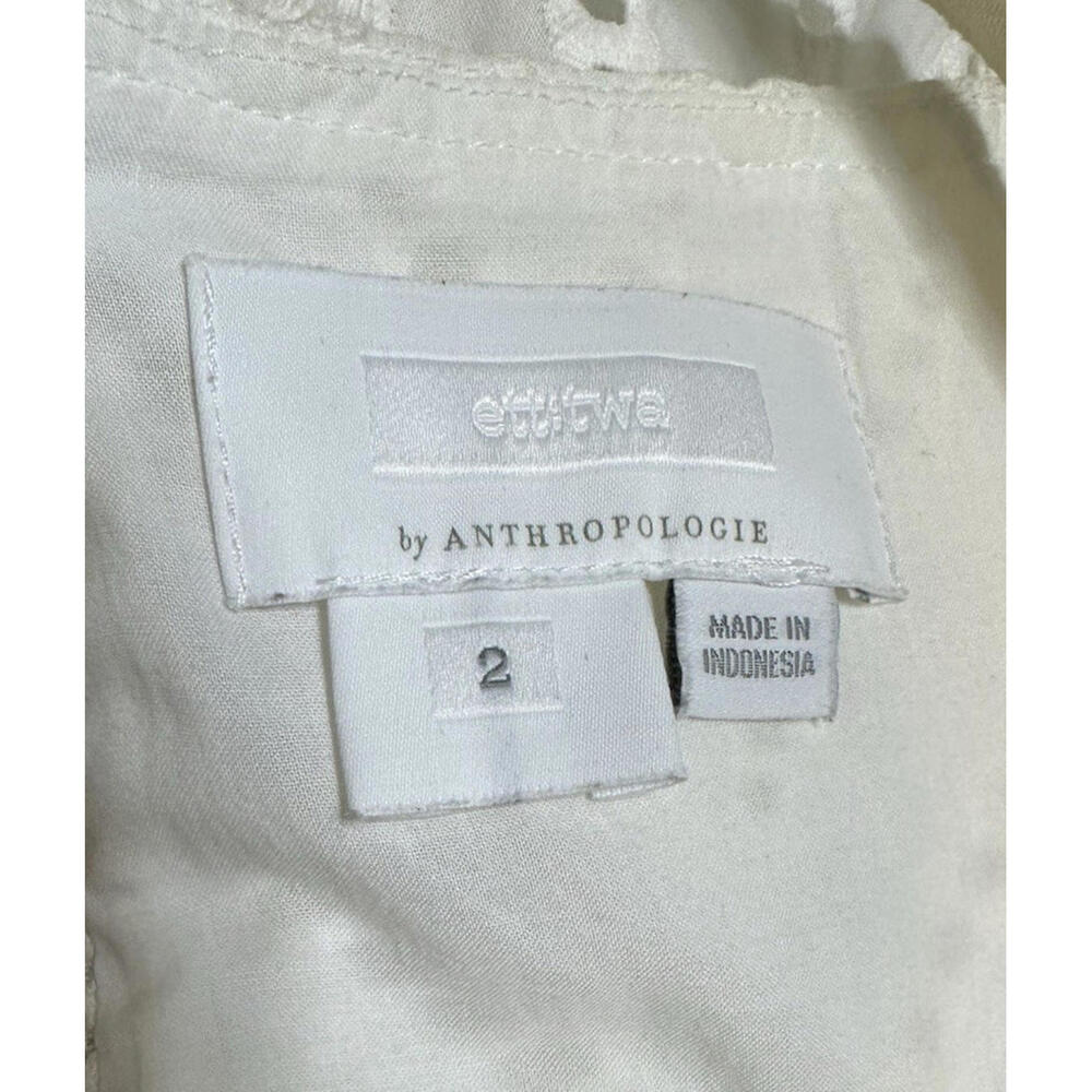 Anthropologie Ett:twa Womens Size 2 Alice Eyelet Jumpsuit White Ivory Crop Lined - Picture 7 of 9